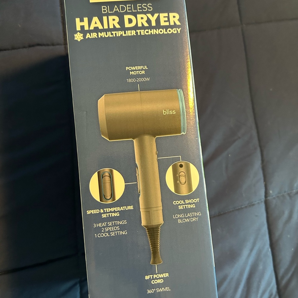 BLISS • Bladeless Hair Dryer • Grey/Blue • Medium • - Picture 3 of 6